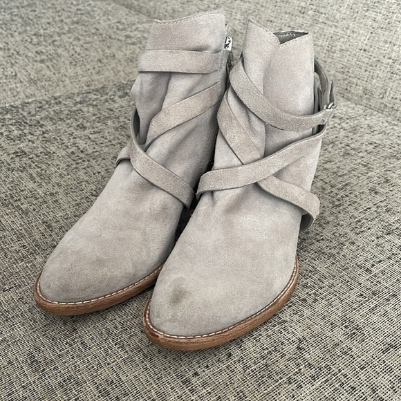 Sam Edleman Merton Taupe Suede Ankle Booties Boots Size 38 8M - Picture 4 of 11